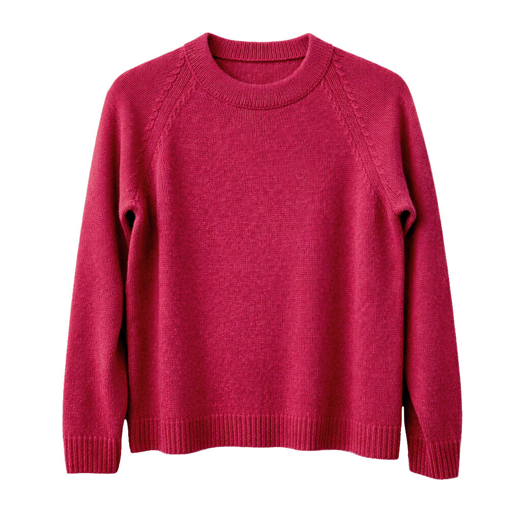 Luxury Cashmere Wool Funnel Neck Heavy Gauge Pullover Jumper (Chunky Knit) in Red