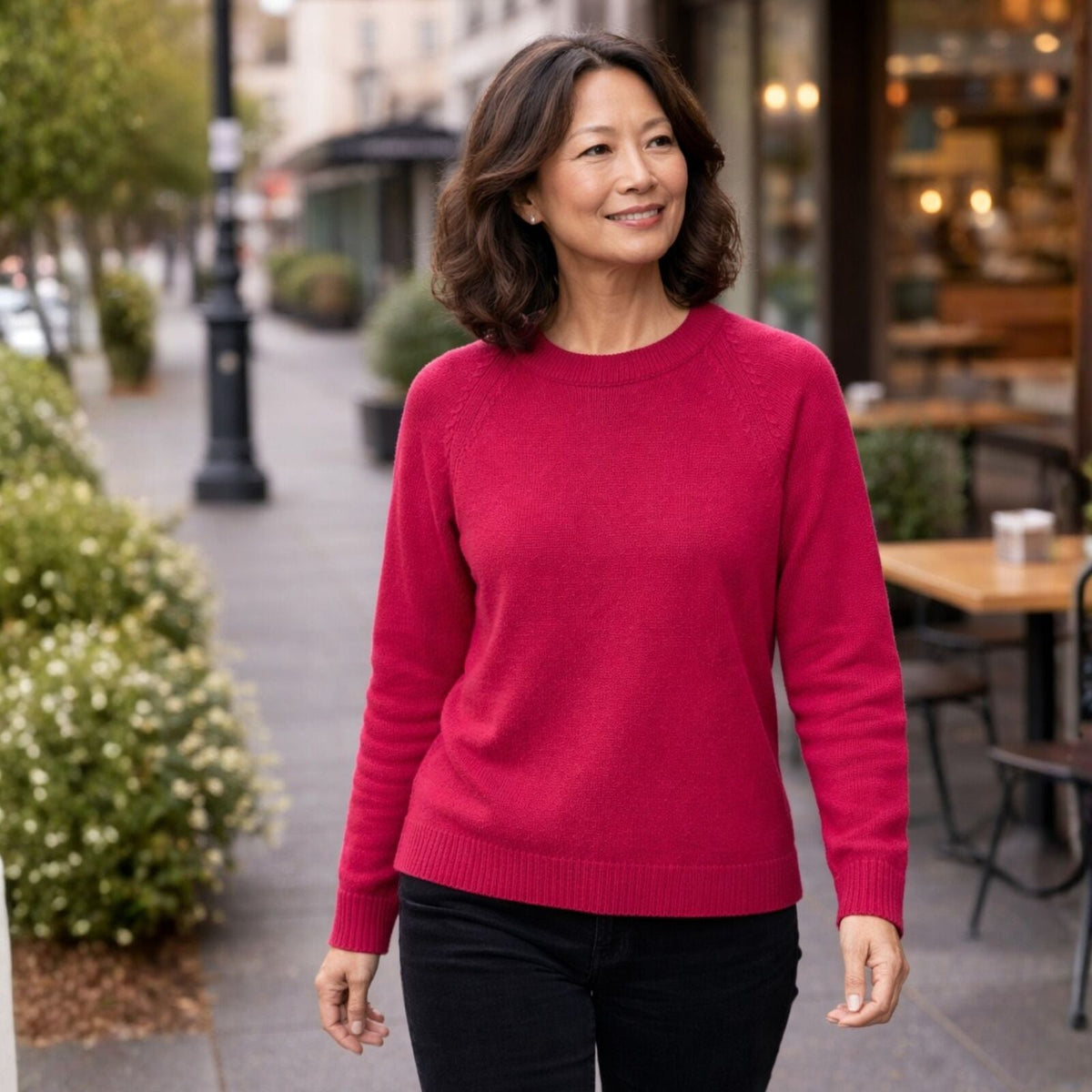 Luxury Cashmere Wool Funnel Neck Heavy Gauge Pullover Jumper (Chunky Knit) in Red