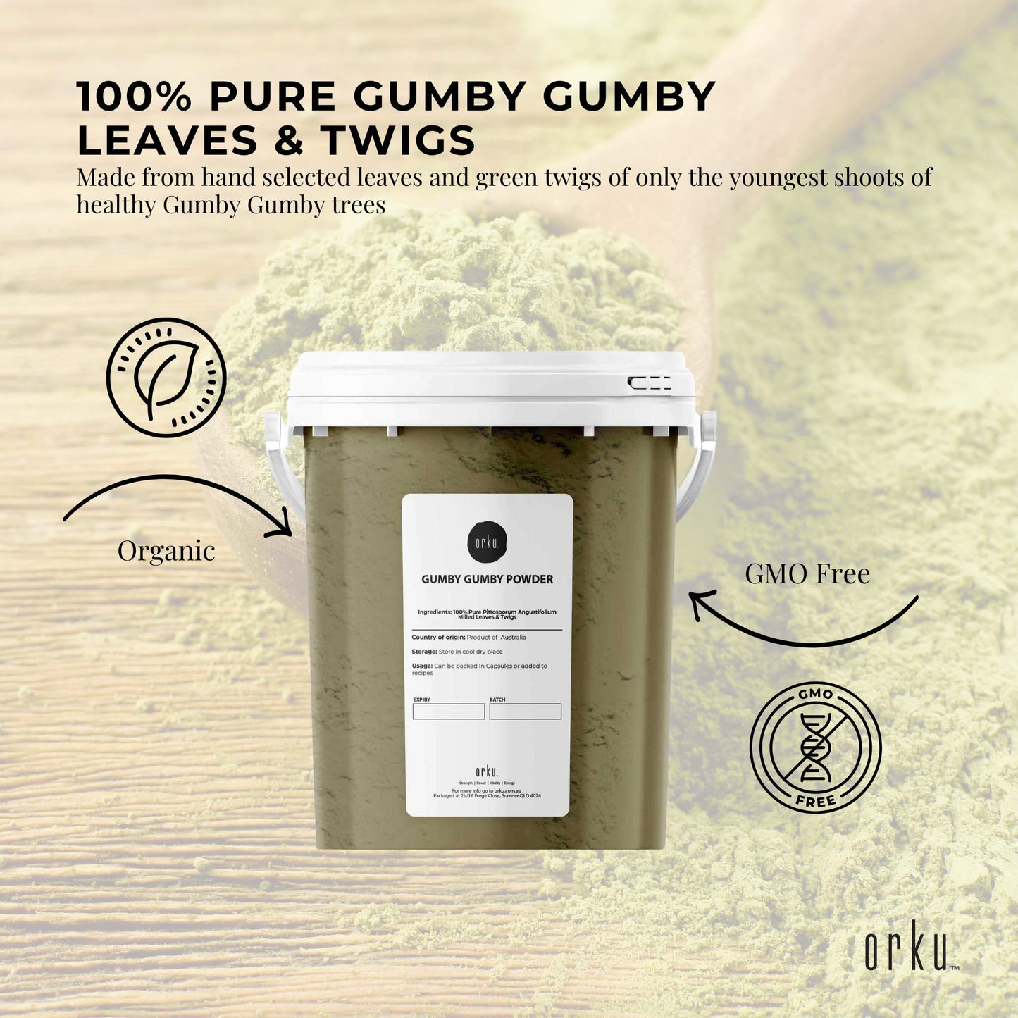 600g Gumby Gumby Pure Powder Tub Gumbi Aboriginal Plant Pittosporum Angustifolum-3