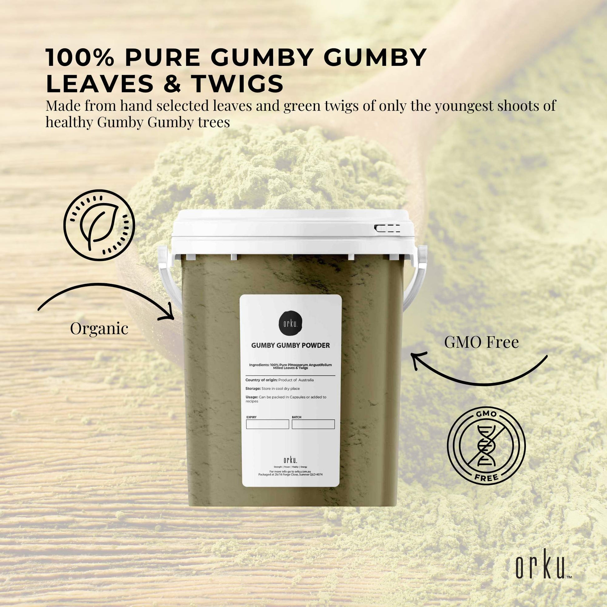 600g Gumby Gumby Pure Powder Tub Gumbi Aboriginal Plant Pittosporum Angustifolum-3