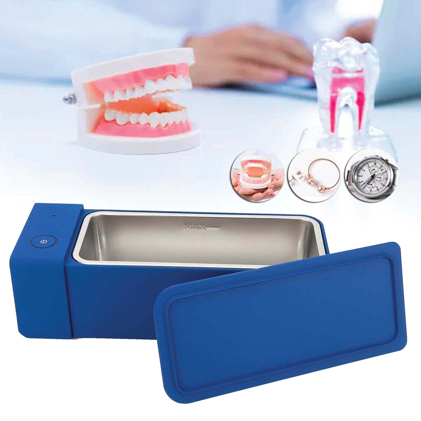 600ml Ultrasonic Jewellery Cleaner Mini Blue - Portable Personal Sonic Bath-3