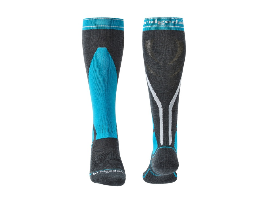 Bridgedale Ski Snow Socks Midweight Merino Wool Performance in Gunmetal/Blue Size XL-2