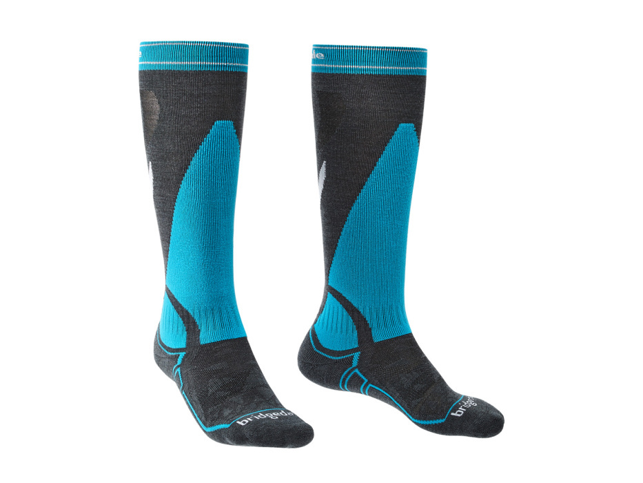 Bridgedale Ski Snow Socks Midweight Merino Wool Performance in Gunmetal/Blue Size XL-1