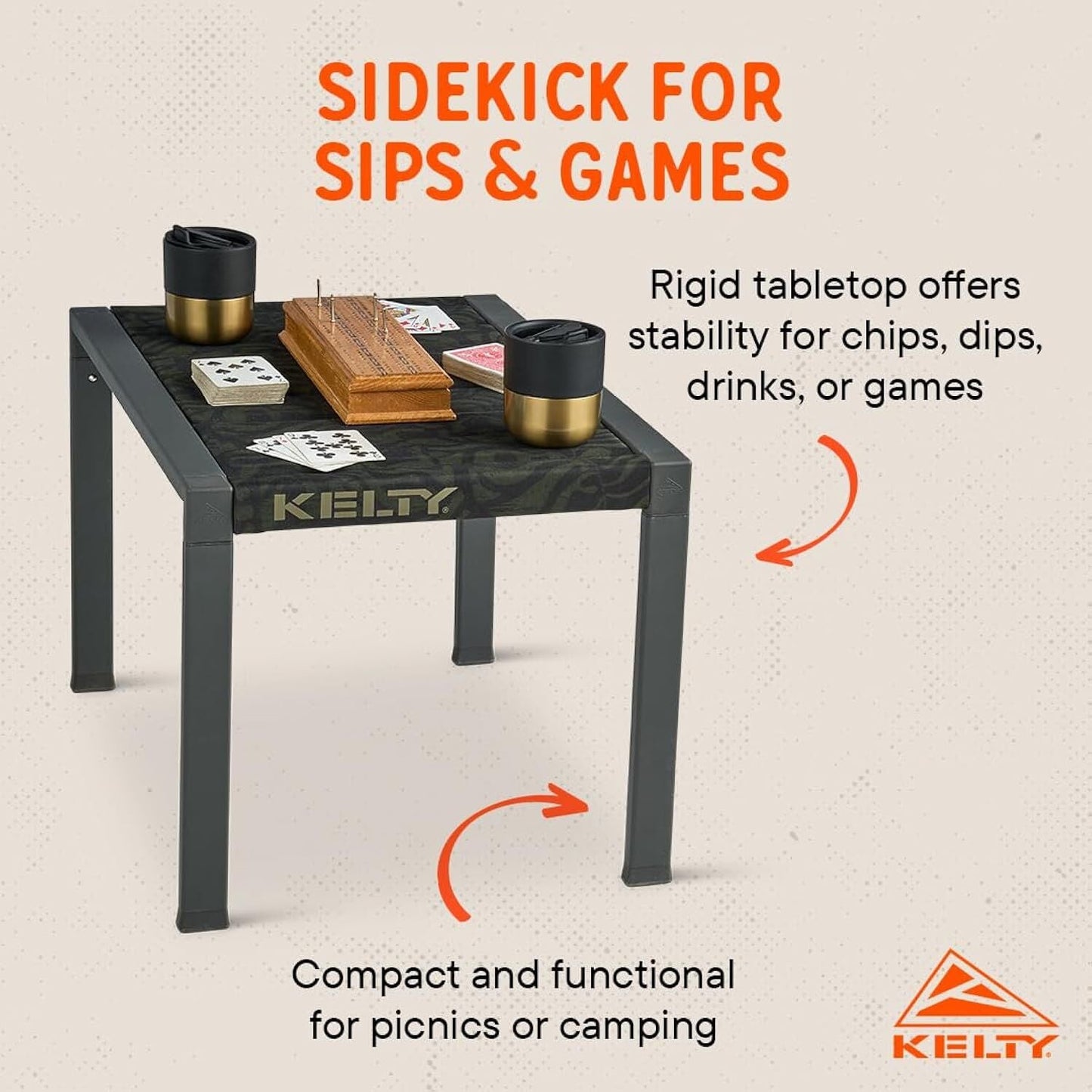 Kelty Rad-Arondack Portable Folding Camp Side Table in Black Fern
