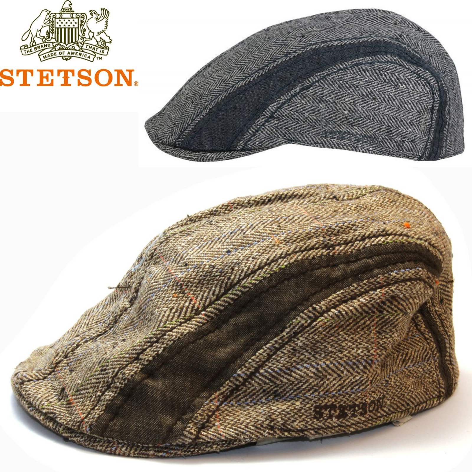 Stetson Mens Manatee Hat Flat Cap Ivy Golf Herringbone Wool Silk Linen-1