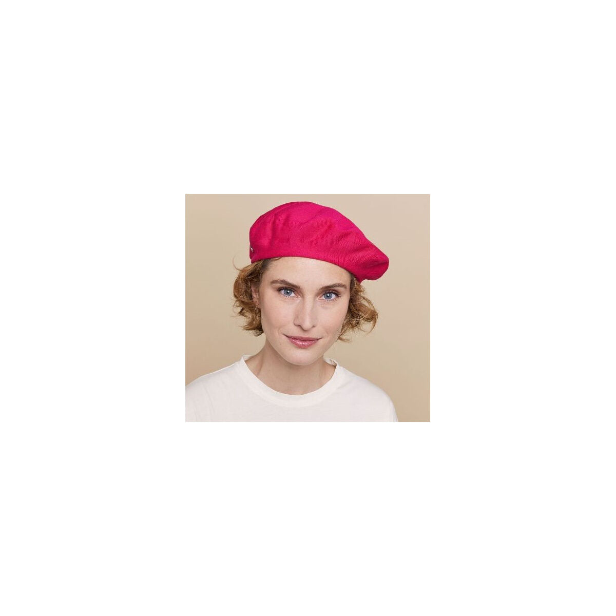 Laulhere Authentic Unisex Summer Cotton French Heritage Beret in Bright Rose