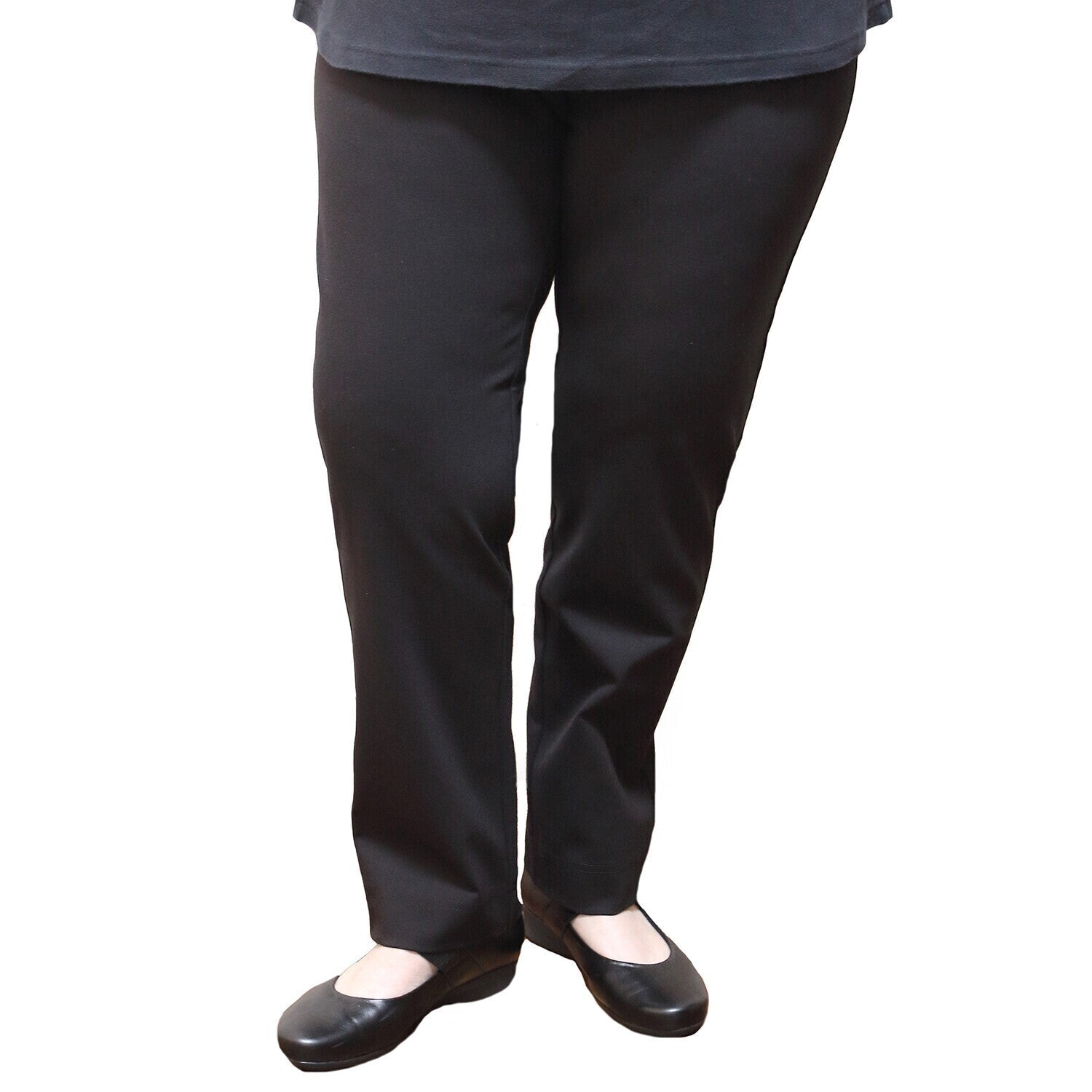 Womens Straight Leg Bengaline Pull On Stretch Work Pants Ladies Bottoms Ponte-7