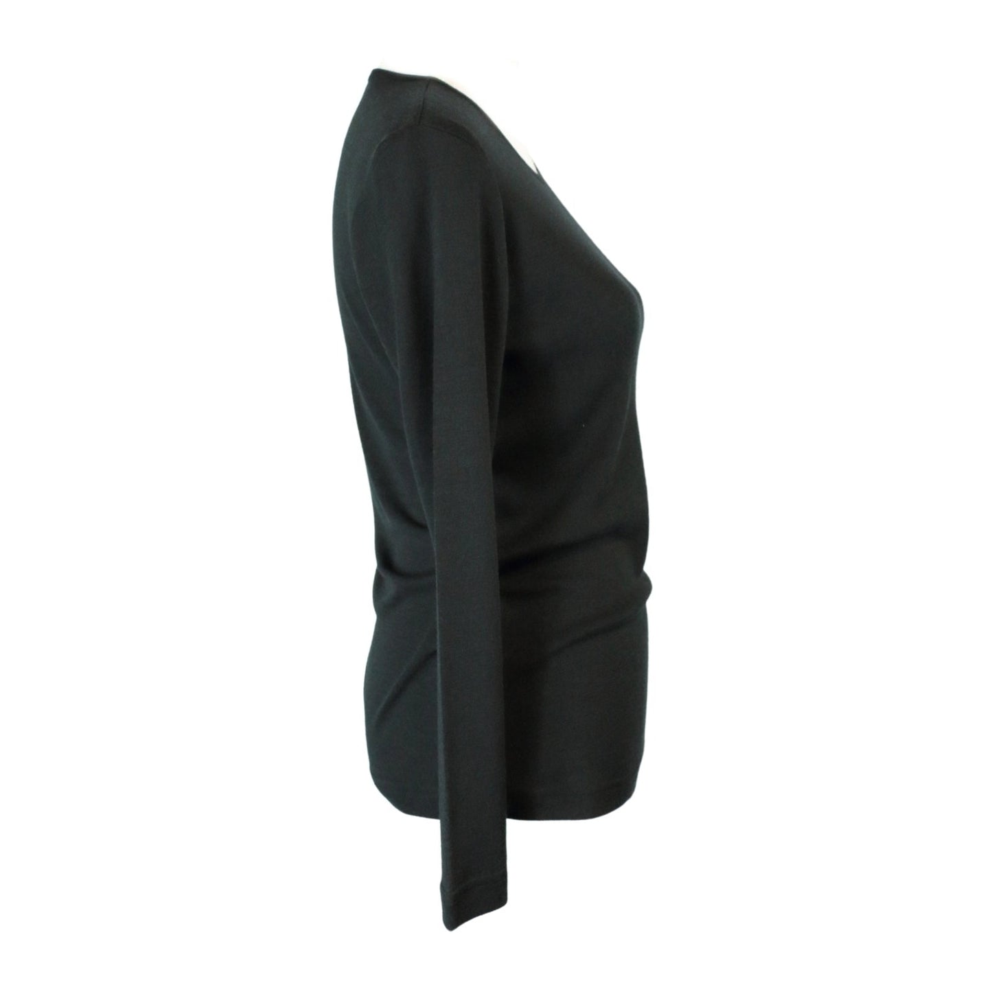 idyl Womens Pure Wool Long Sleeve Top - Black - Knit Base Layer (Made in Australia)-3