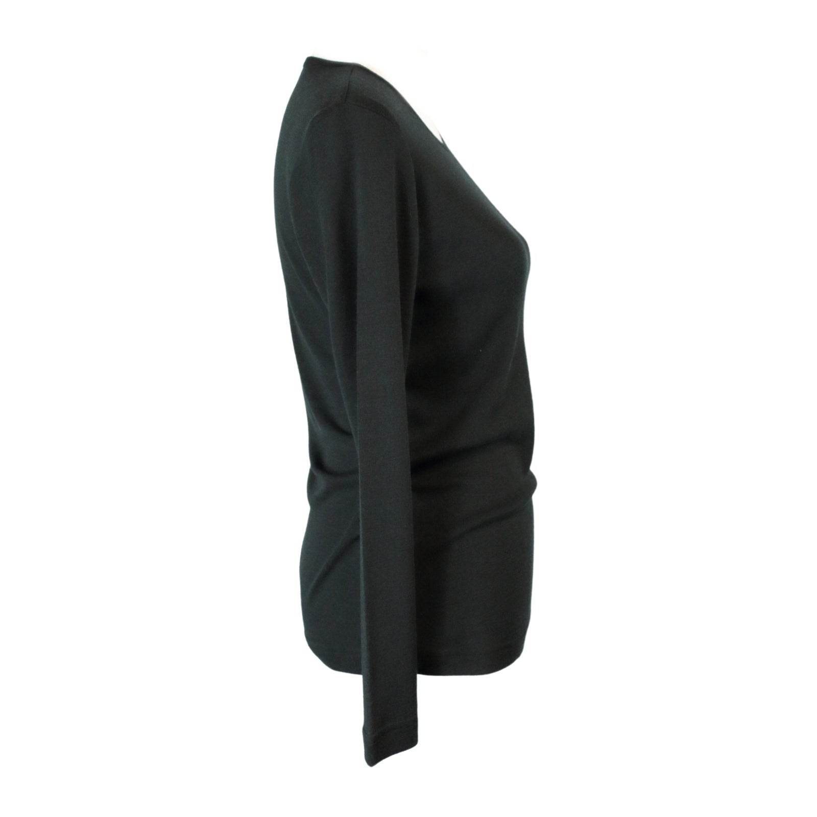 idyl Womens Pure Wool Long Sleeve Top - Black - Knit Base Layer (Made in Australia)-3