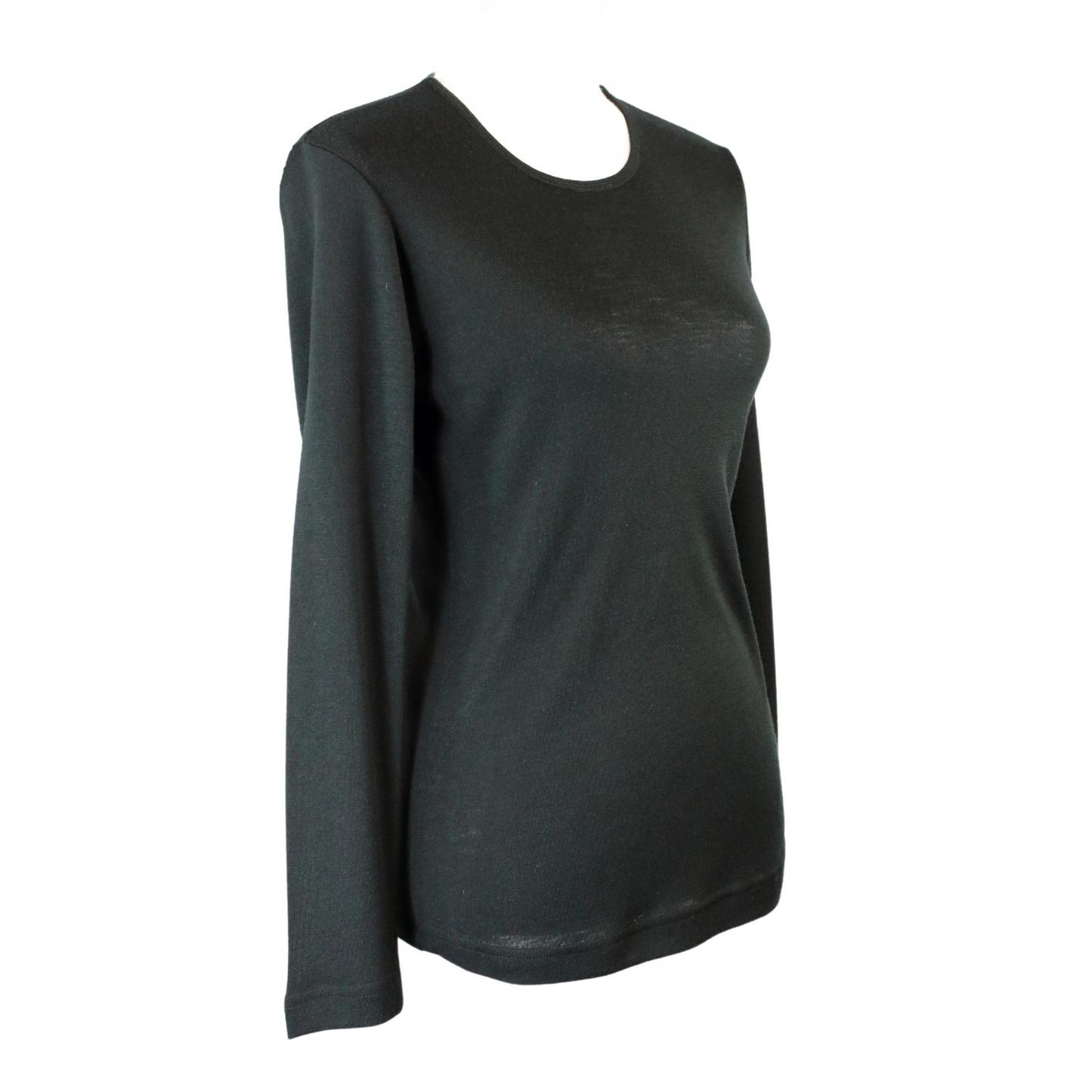 idyl Womens Pure Wool Long Sleeve Top - Black - Knit Base Layer (Made in Australia)-4