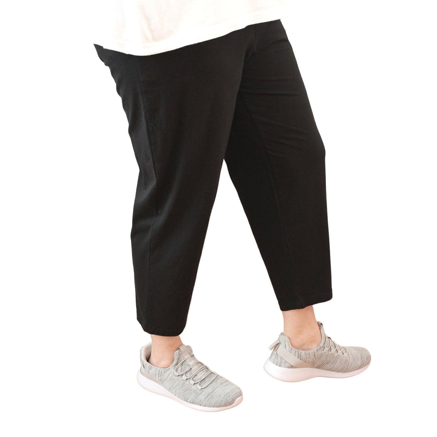 Idyl Womens Relaxed Fit Crop 100% Cotton Leggings Pants Trousers - Black-3