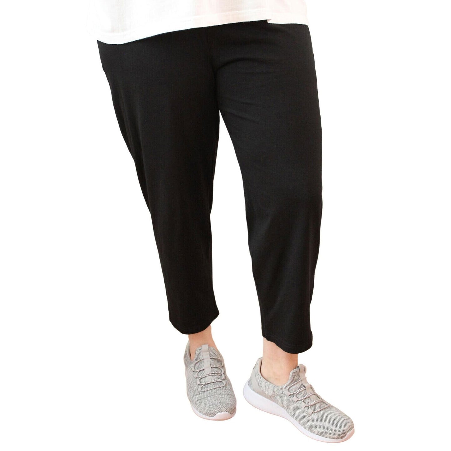Idyl Womens Relaxed Fit Crop 100% Cotton Leggings Pants Trousers - Black-0