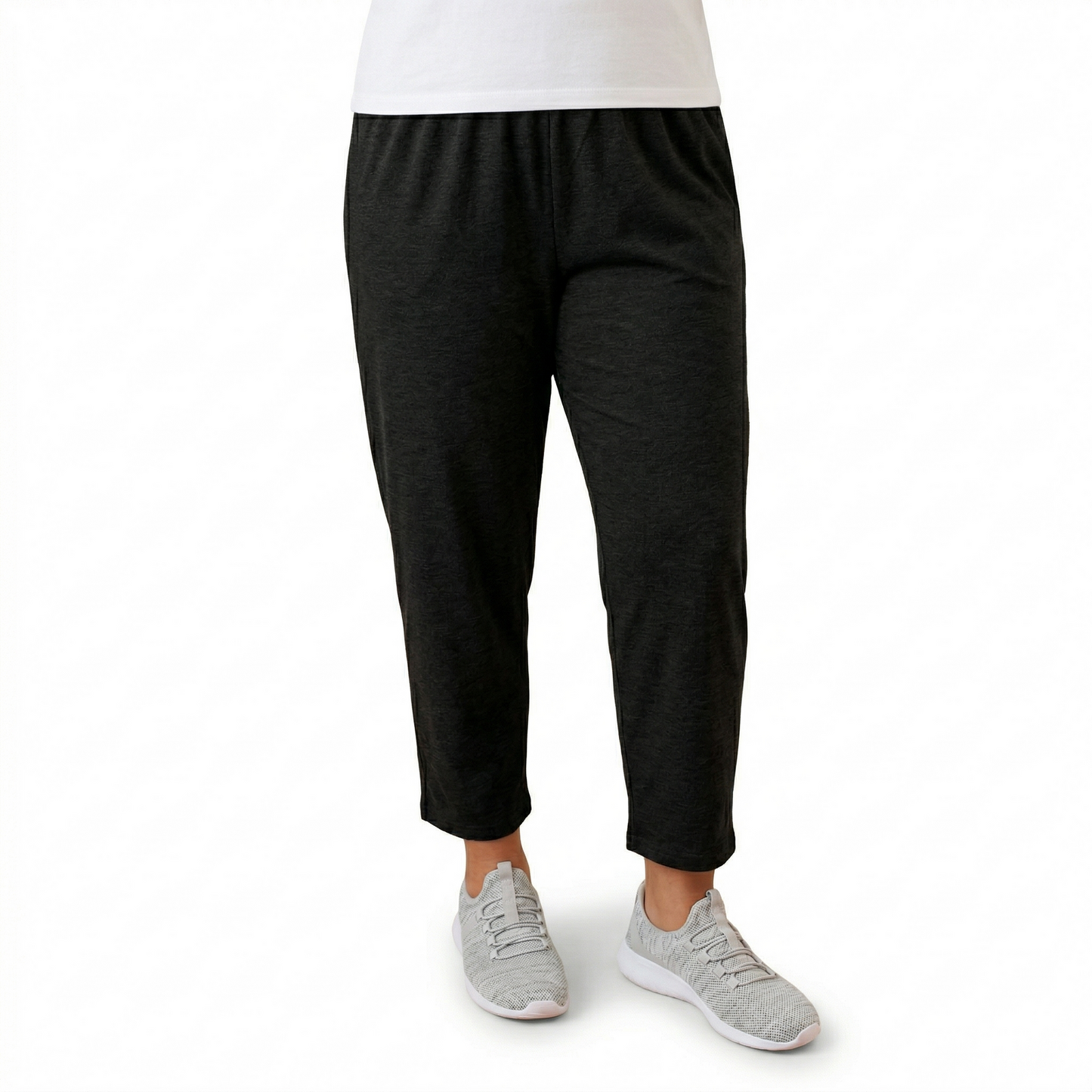 Idyl Womens Relaxed Fit Crop 100% Cotton Leggings Pants Trousers - Black