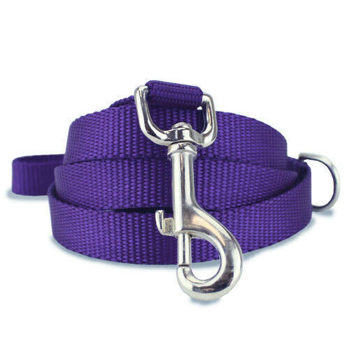 Plain Nylon Dog Leash Lead Training Obedience Recall Walk - Assorted Colours-0