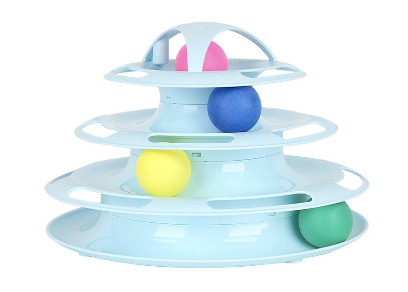 Funny Cat Toy Plastic Tower Interactive Track Ball Playing Game - Assorted Colours-3