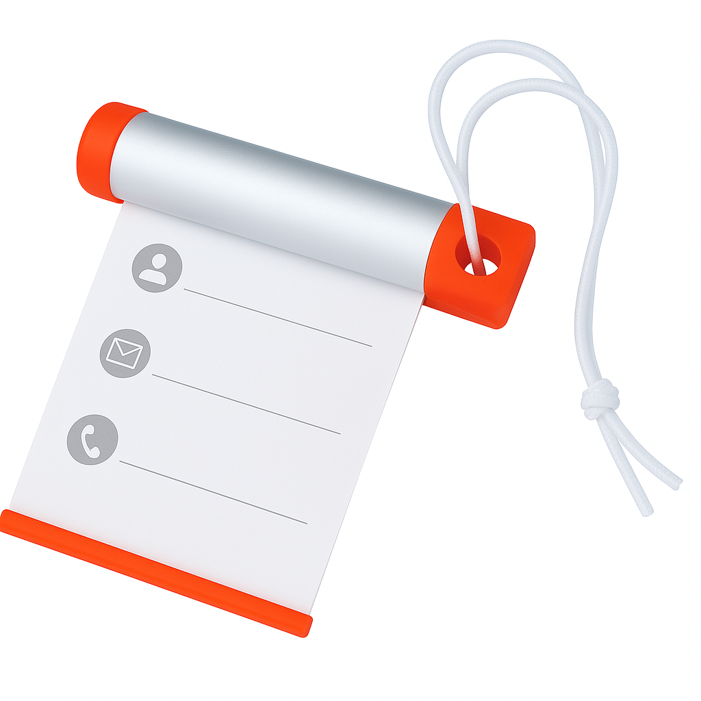 6x Funky Luggage Cylinder Tag Rollout Label for Address Details - Silver/Orange-2