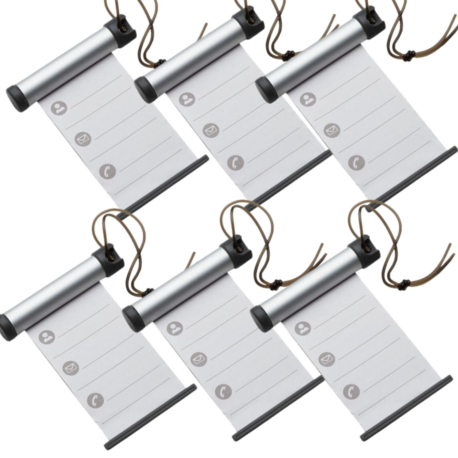 6x Funky Luggage Cylinder Tag Rollout Label for Address Details - Silver/Grey-0