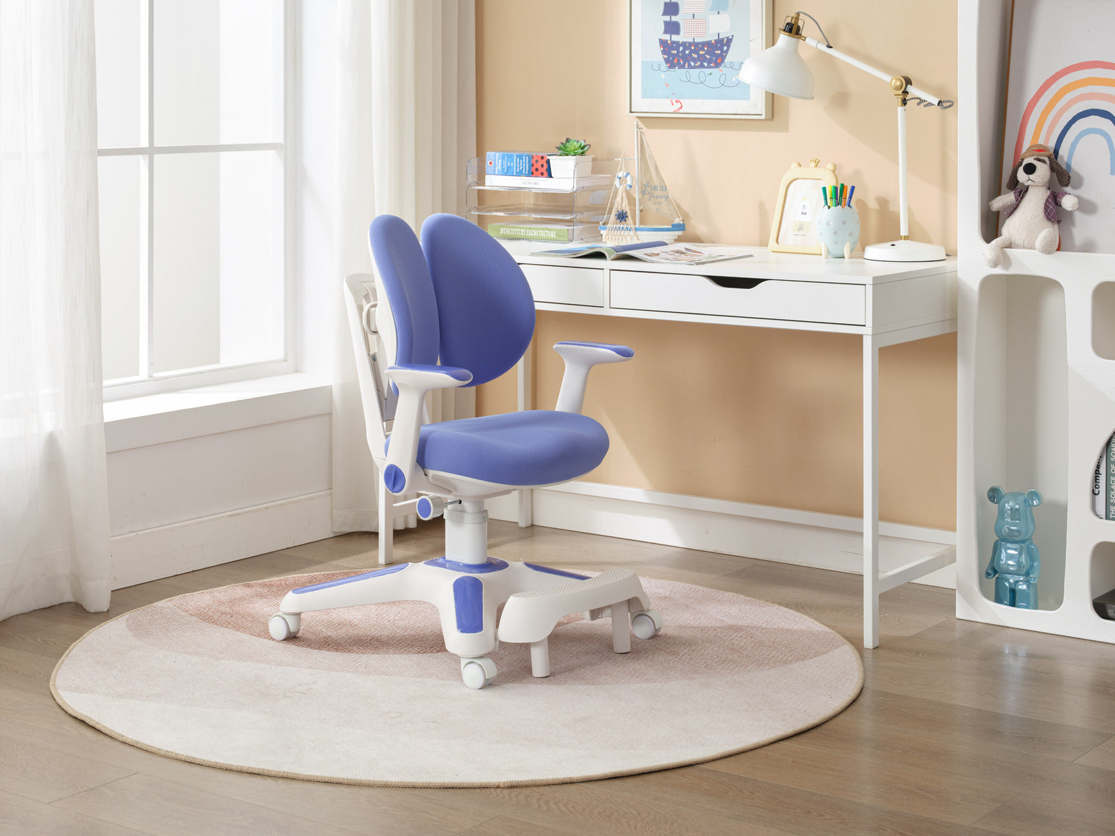 1x Ergonomic Study Chairs for Kids - Height Adjustable - Blue-2