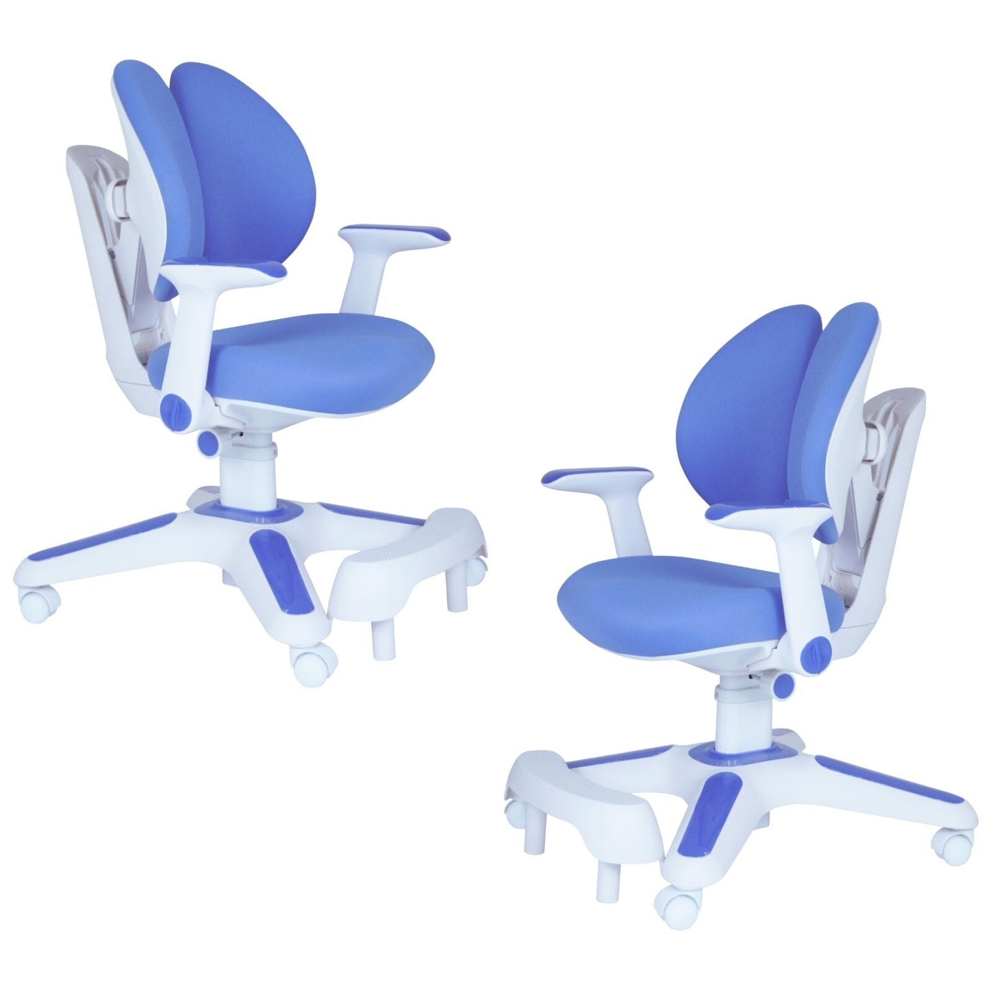 2x Ergonomic Study Chairs for Kids - Height Adjustable - Blue-1