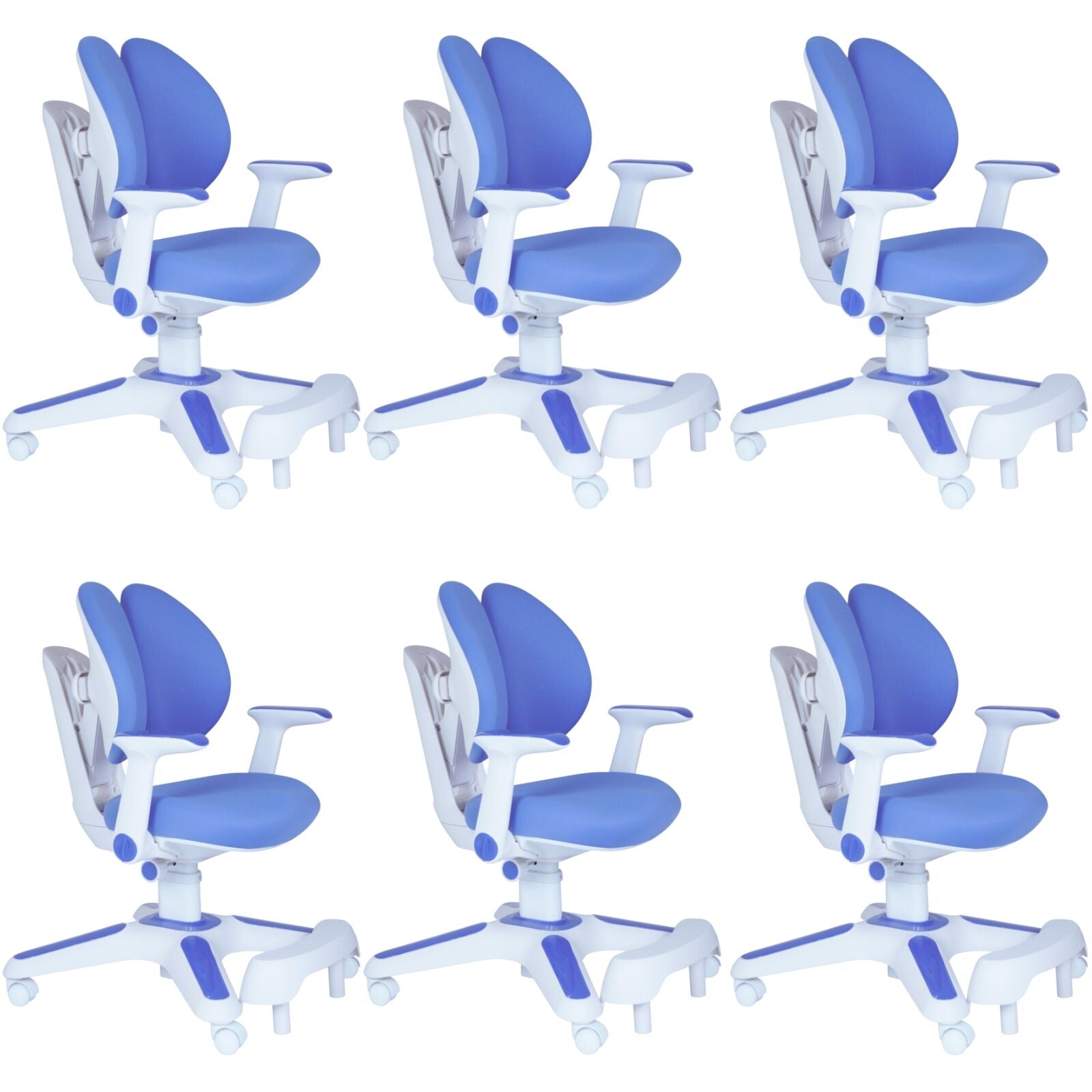 6x Ergonomic Study Chairs for Kids - Height Adjustable - Blue-1