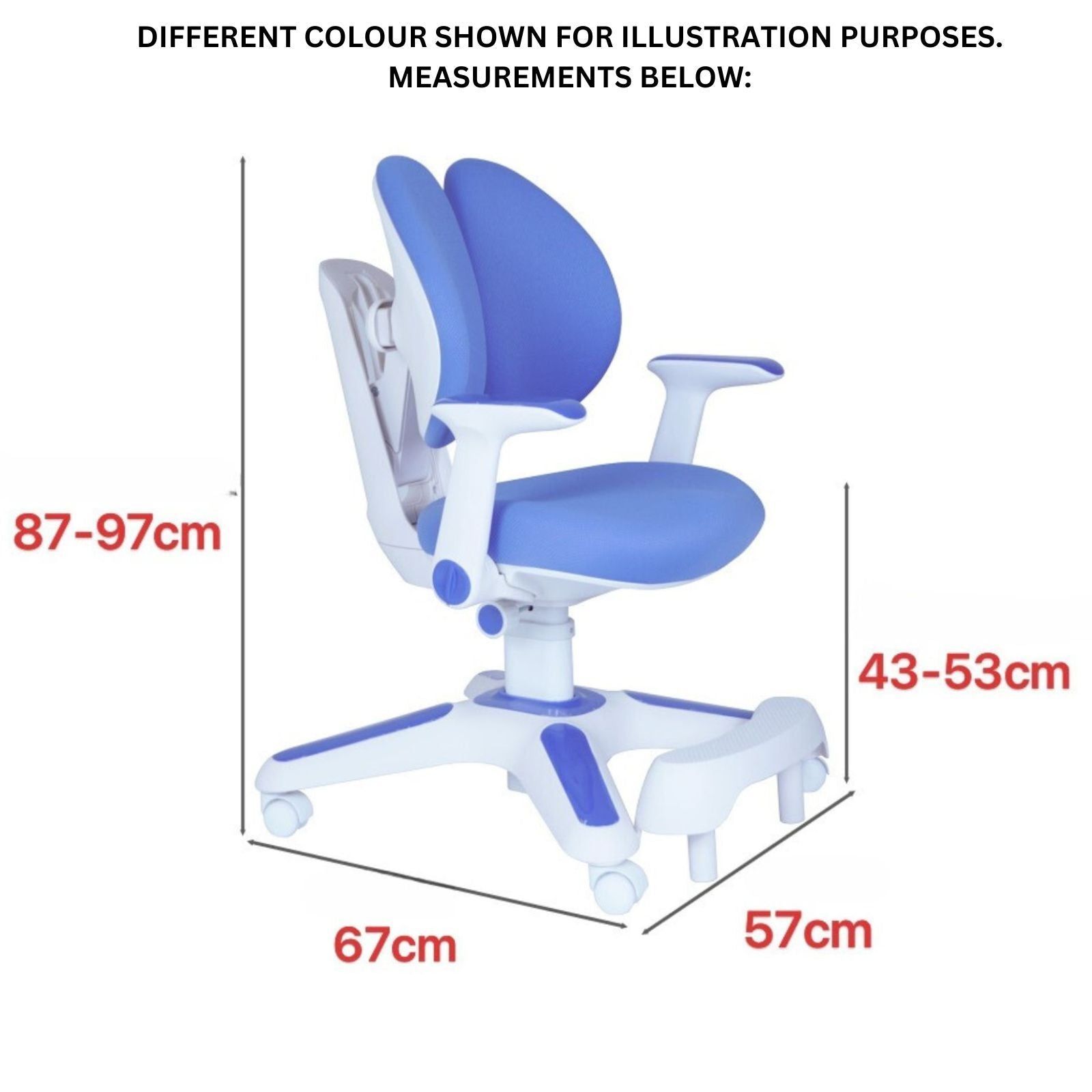 2x Ergonomic Study Chairs for Kids - Height Adjustable - Pink-4