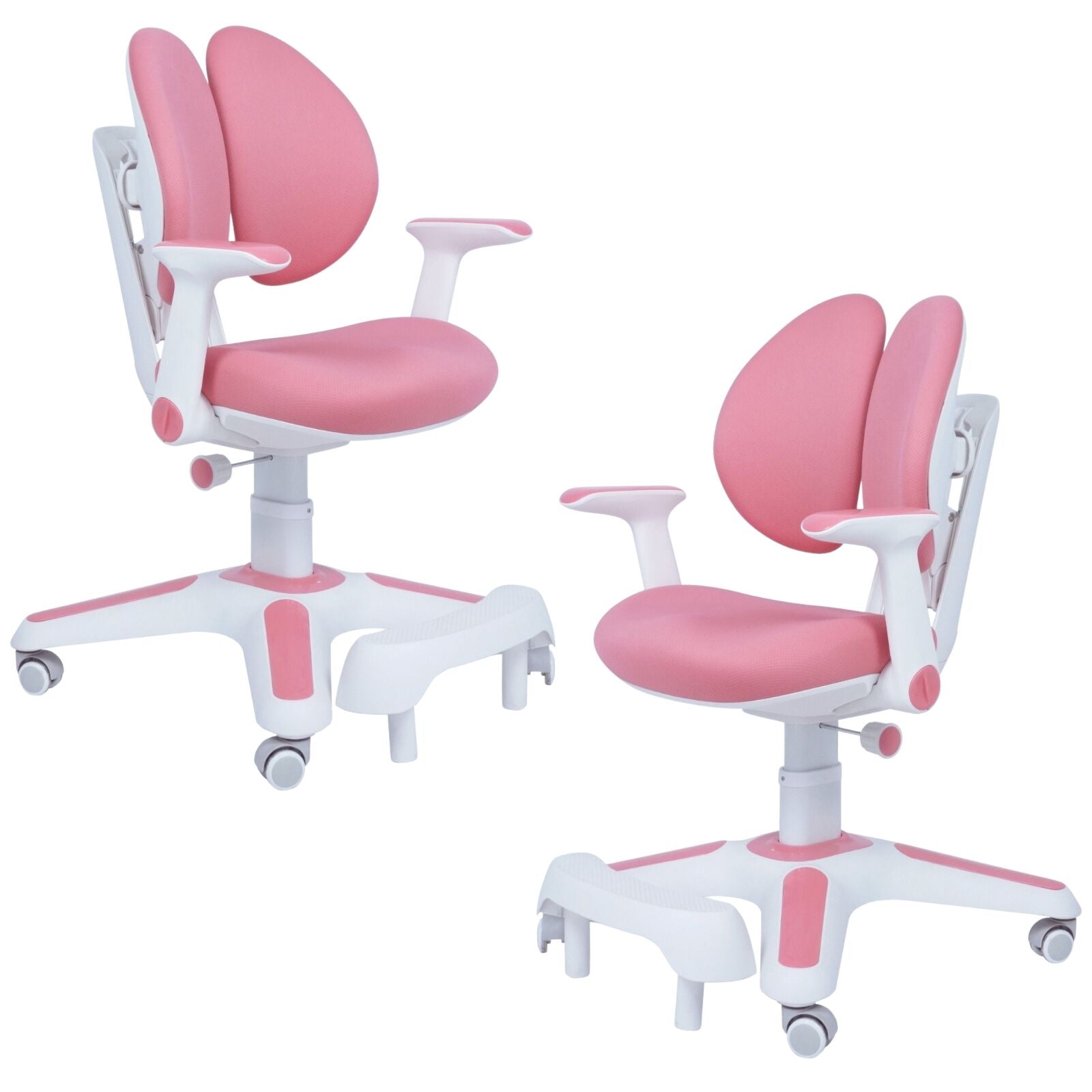 2x Ergonomic Study Chairs for Kids - Height Adjustable - Pink-0