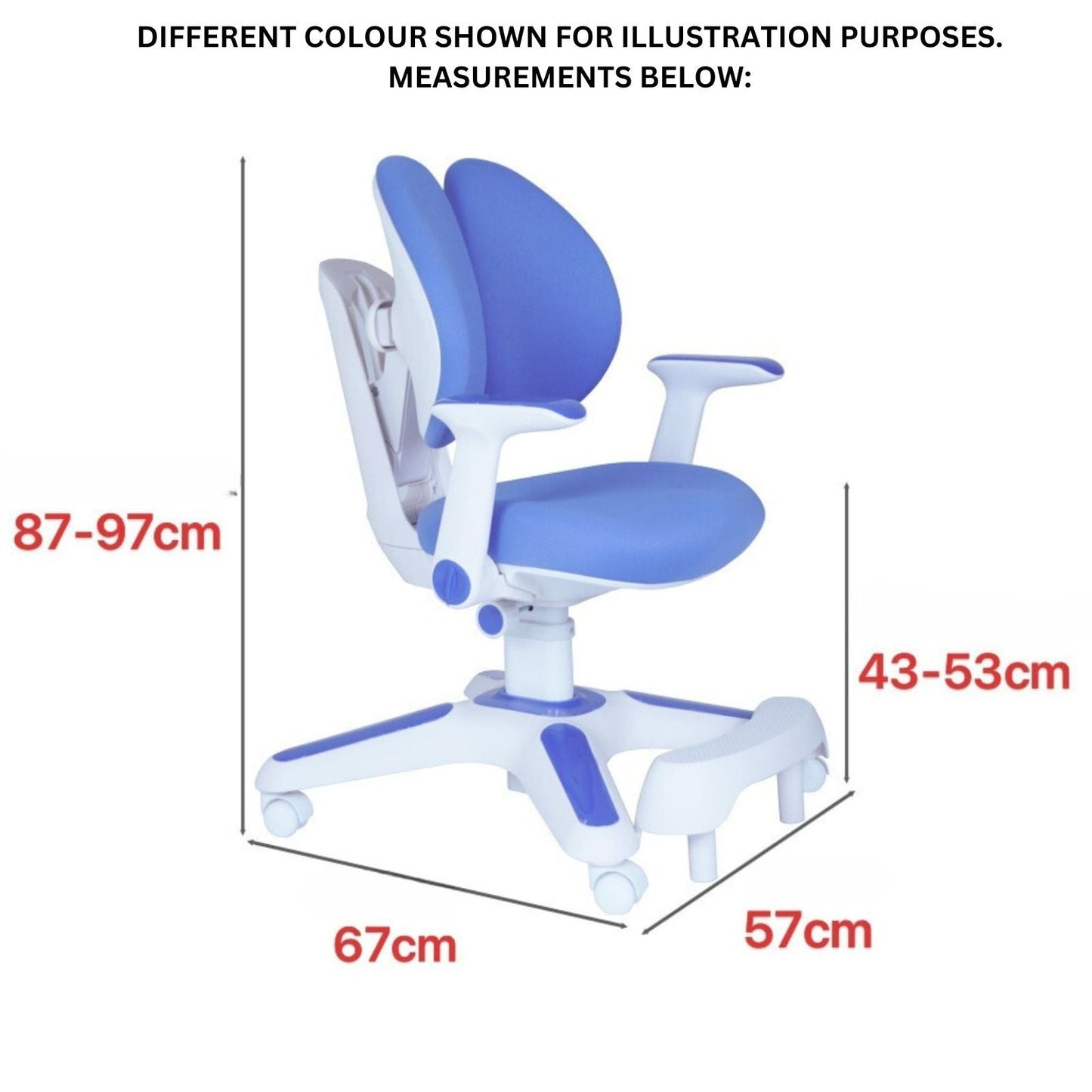 1x Ergonomic Study Chair for Kids - Height Adjustable - Pink-4