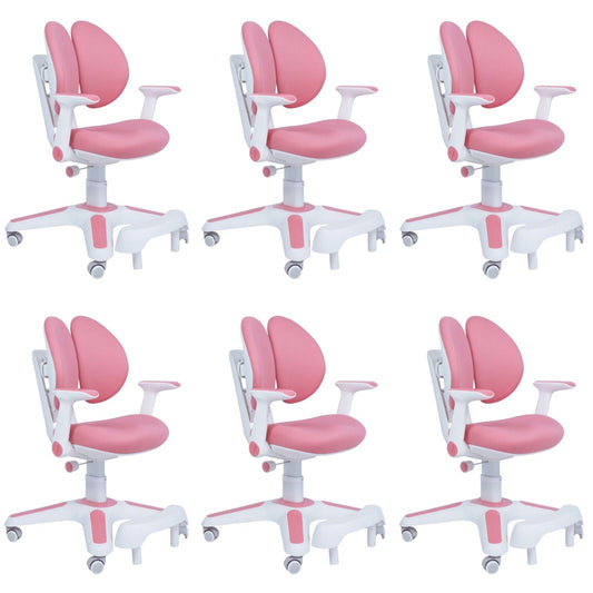 6x Ergonomic Study Chairs for Kids - Height Adjustable - Pink-0