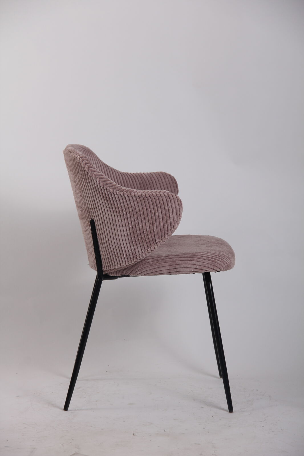 Set of 4 Corduroy Dining Chairs - Pink-3