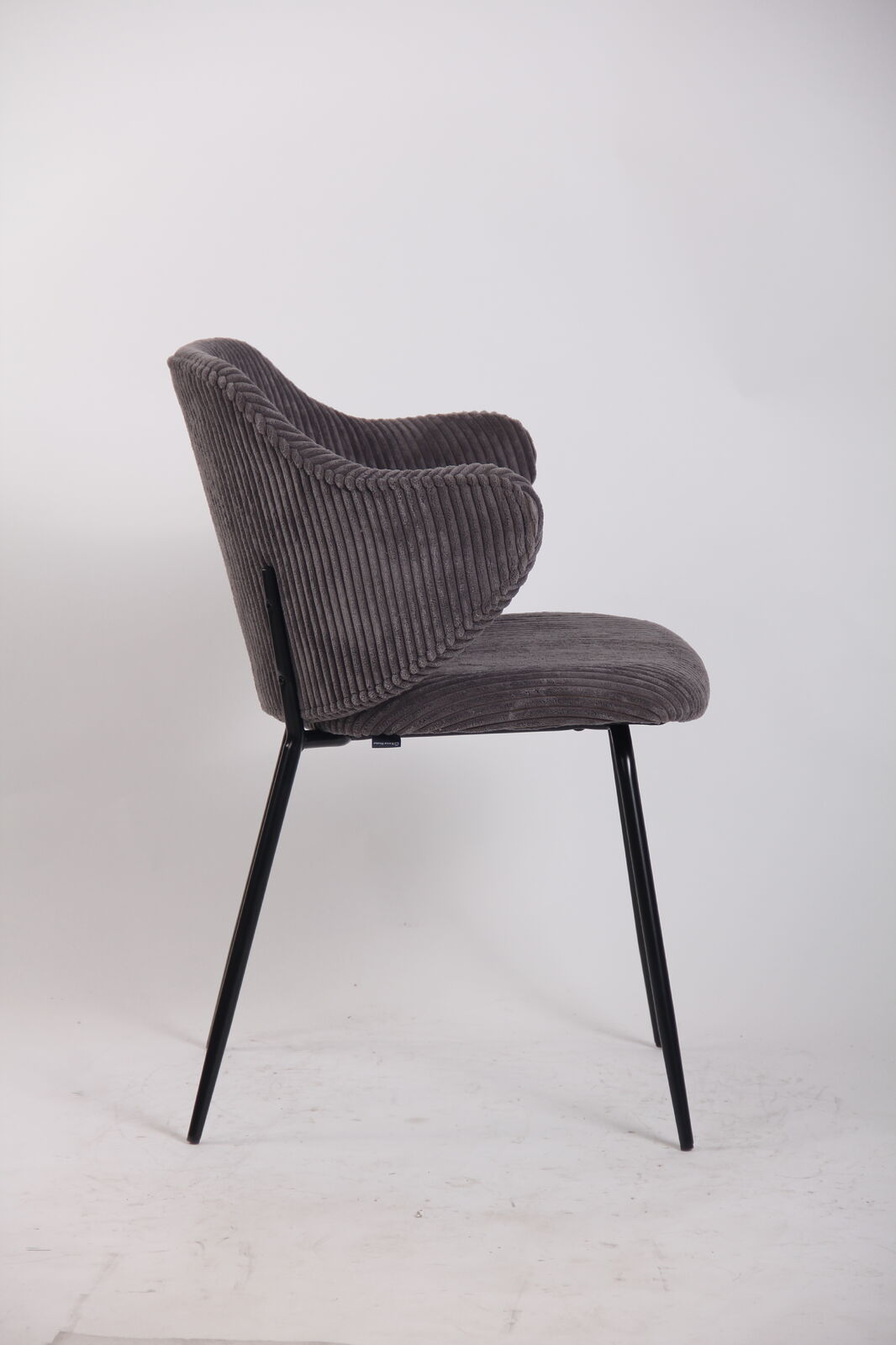 Set of 6 Corduroy Dining Chairs - Dark Grey-3
