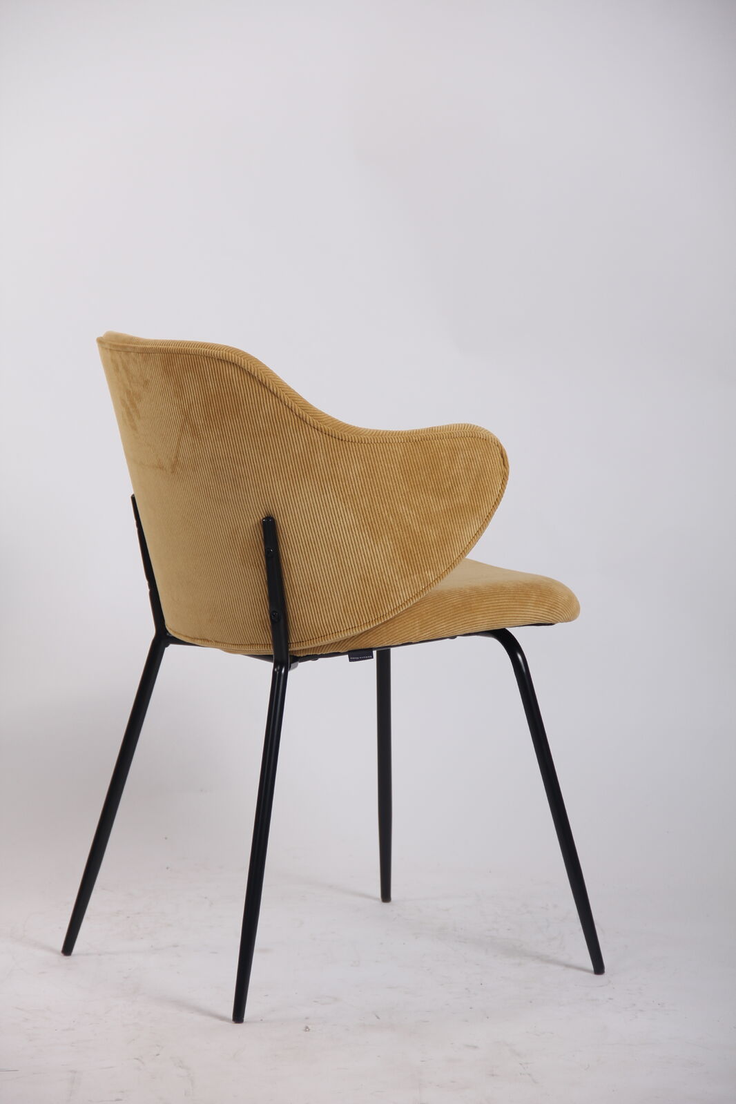Set of 6 Dining Chairs Corduroy Cord Fabric with Metal Legs in Mustard Yellow
