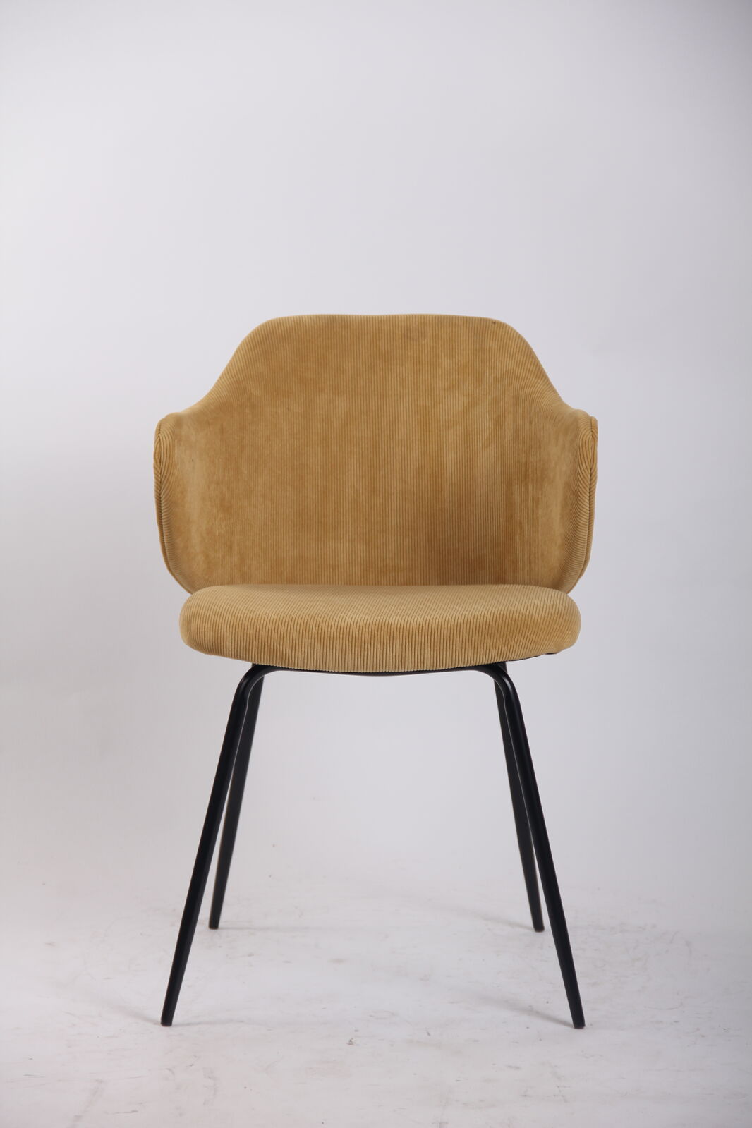 Set of 6 Dining Chairs Corduroy Cord Fabric with Metal Legs in Mustard Yellow