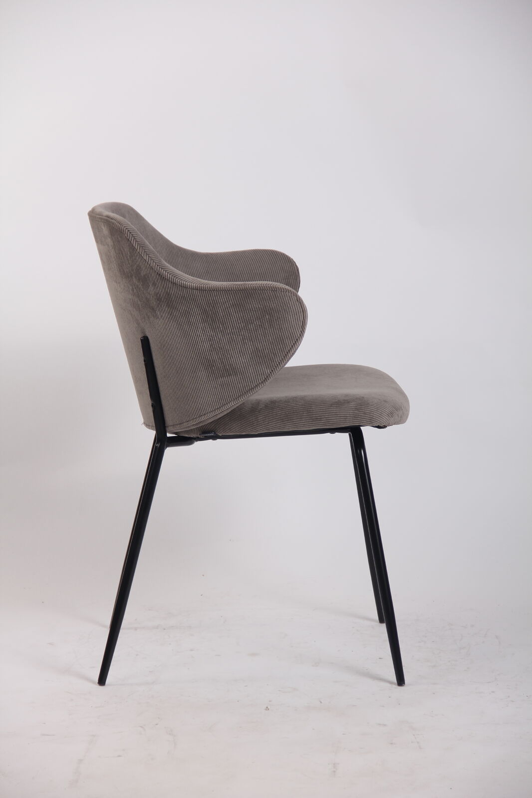 Set of 2 Corduroy Dining Chairs - Grey-3