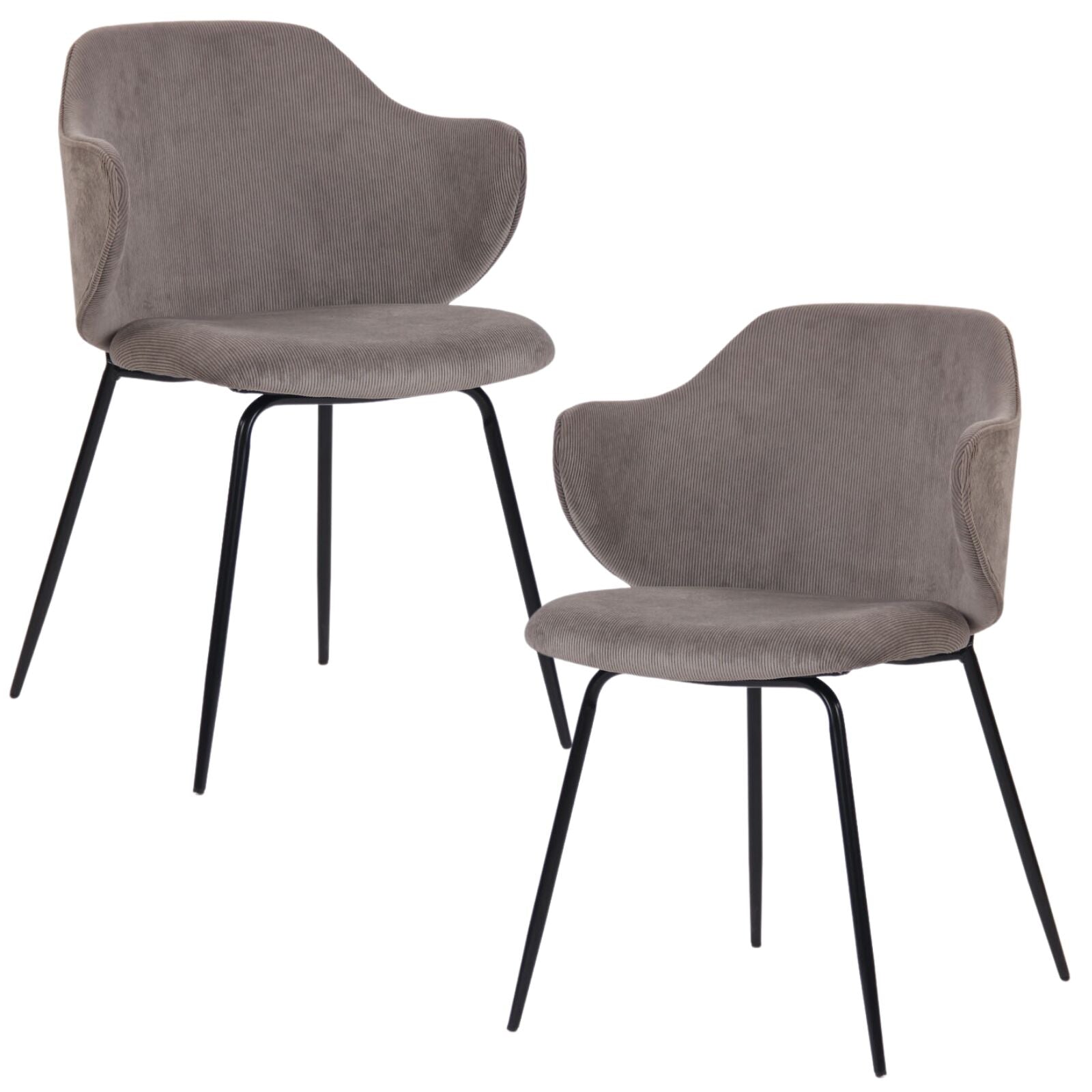 Set of 2 Corduroy Dining Chairs - Grey-1
