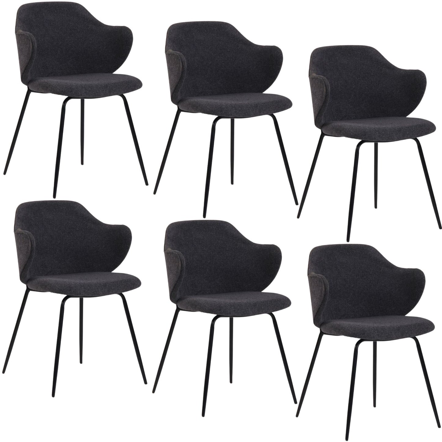 Set of 6 Dining Chairs in Graphite