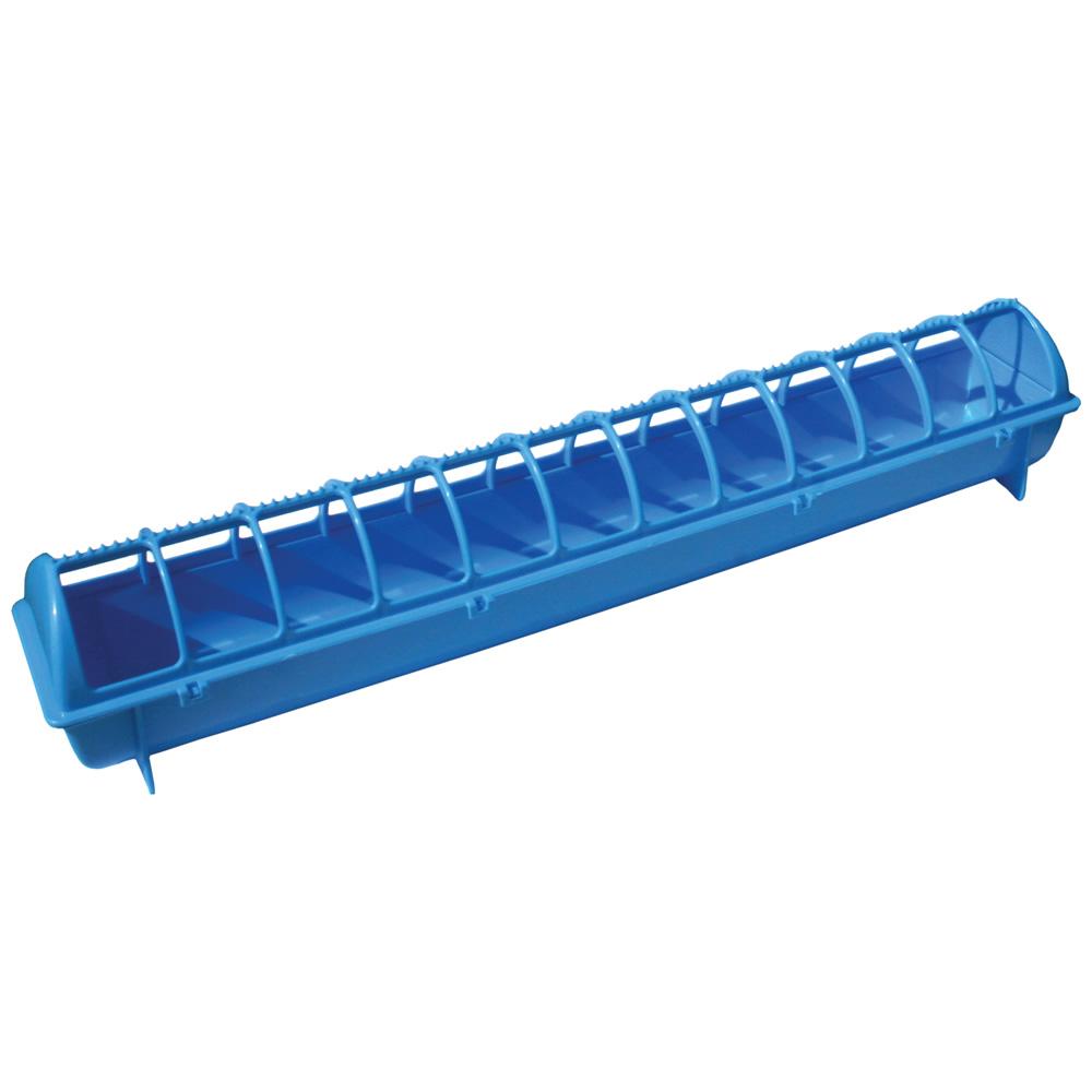 68cm Long Poultry Feeder Chicken Feeding Trough Blue Plastic Flip Top Container-0