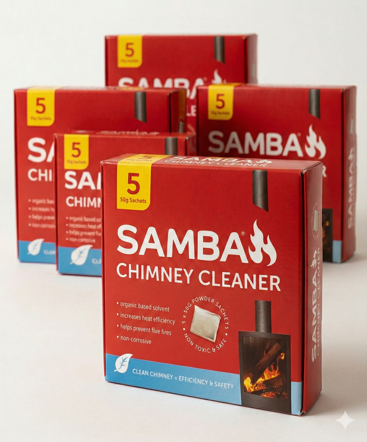 SAMBA Chimney Cleaner Sachets - 5 Packs of 5 Powder Sachets (25 Sachets Total)