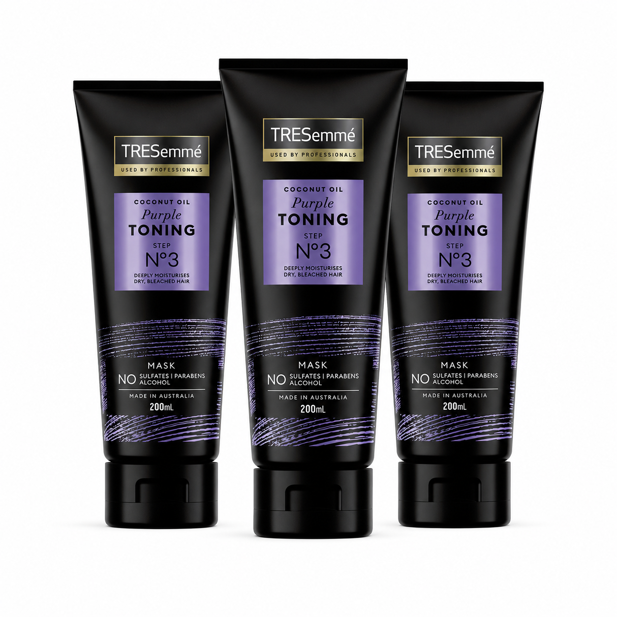 3x Tresemme 200ml Hair Mask Coconut Oil Purple Toning Step No3