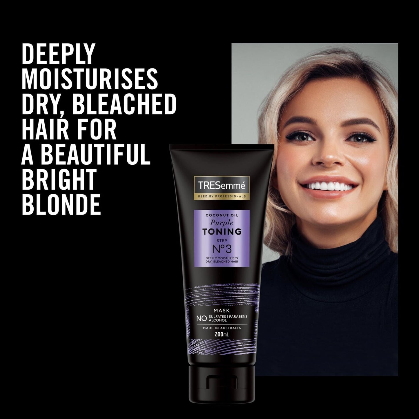 3x Tresemme 200ml Hair Mask Coconut Oil Purple Toning Step No3