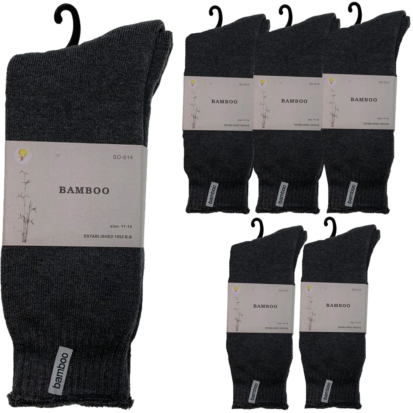 6 Pairs PREMIUM BAMBOO SOCKS Mens Heavy Duty Thick Work Socks BULK Cushion-8