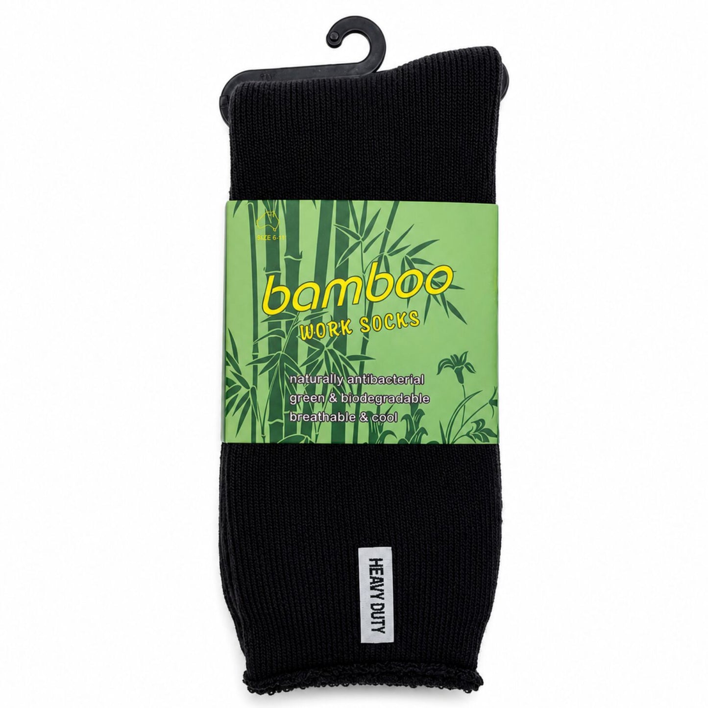 6 Pairs Mens Bamboo Rich Work Socks Thick Cushioned Anti Odour - Black