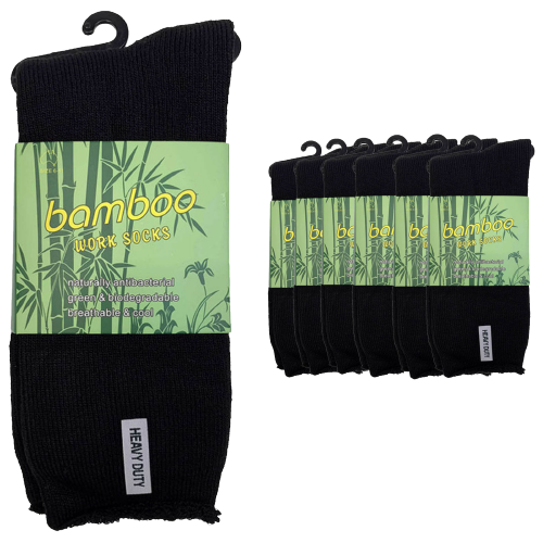 6 Pairs PREMIUM BAMBOO SOCKS Mens Heavy Duty Thick Work Socks Cushion BULK-0
