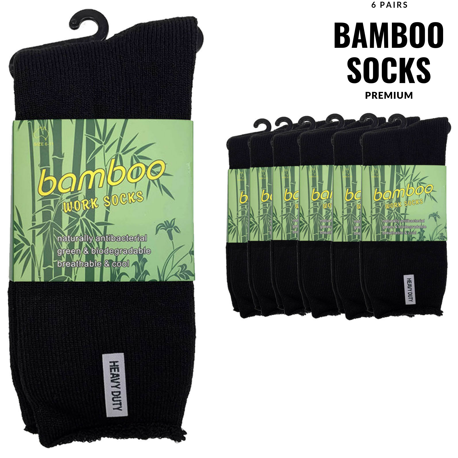 6 Pairs PREMIUM BAMBOO SOCKS Mens Heavy Duty Thick Work Socks Cushion BULK-1