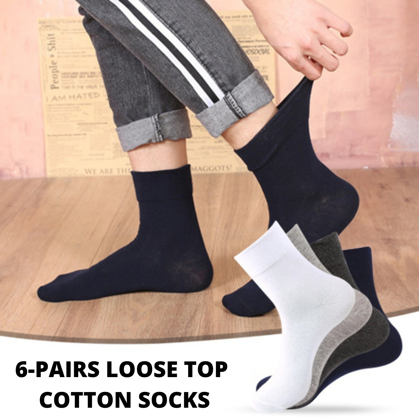 6x Pair COTTON Rich LOOSE TOP SOCKS Dress Medical Circulation Diabetic Comfort-6