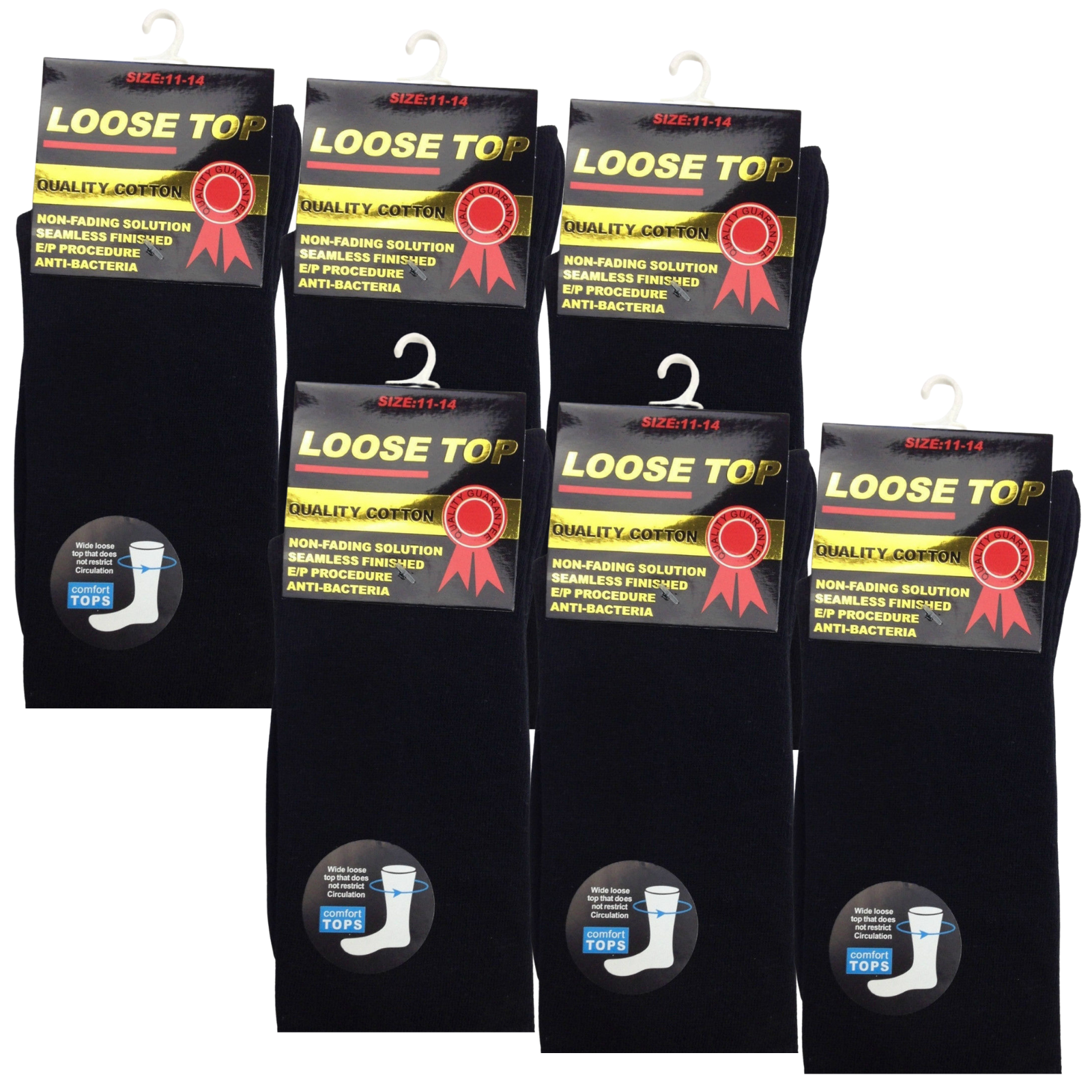 6x Pair COTTON Rich LOOSE TOP SOCKS Dress Medical Circulation Diabetic Comfort-12