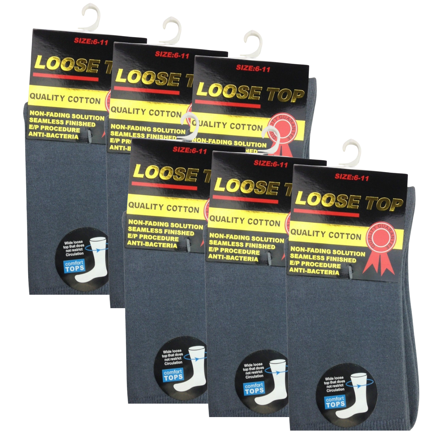 6x Pair COTTON Rich LOOSE TOP SOCKS Dress Medical Circulation Diabetic Comfort-22