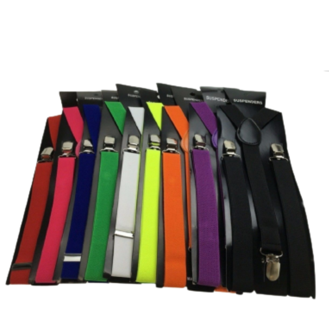 6x Mens Suspenders Braces Adjustable Strong Clip On Elastic Formal Wedding BULK - Assorted Colour Pack-2