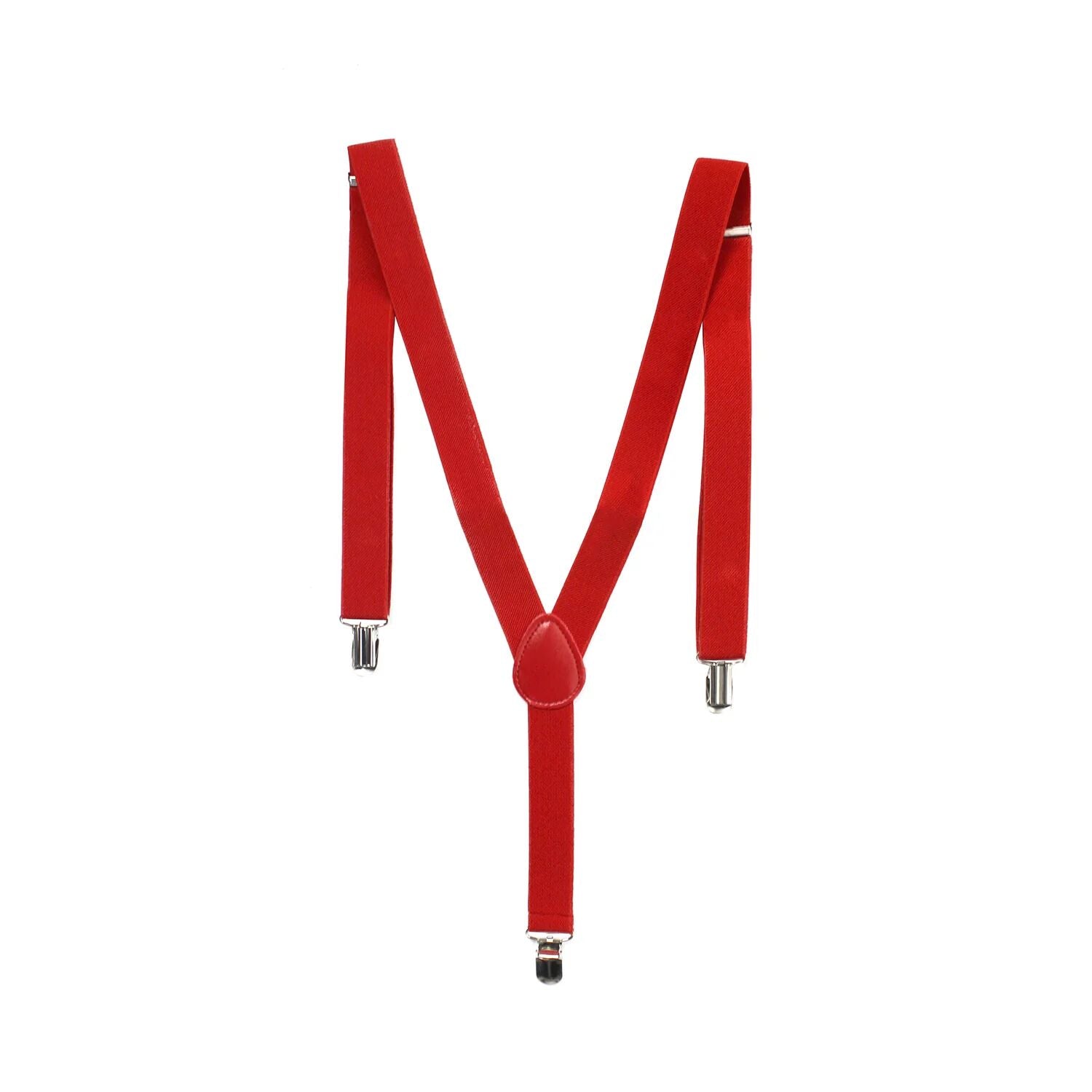 6x Mens Suspenders Braces Adjustable Strong Clip On Elastic Formal Wedding BULK - Red-3