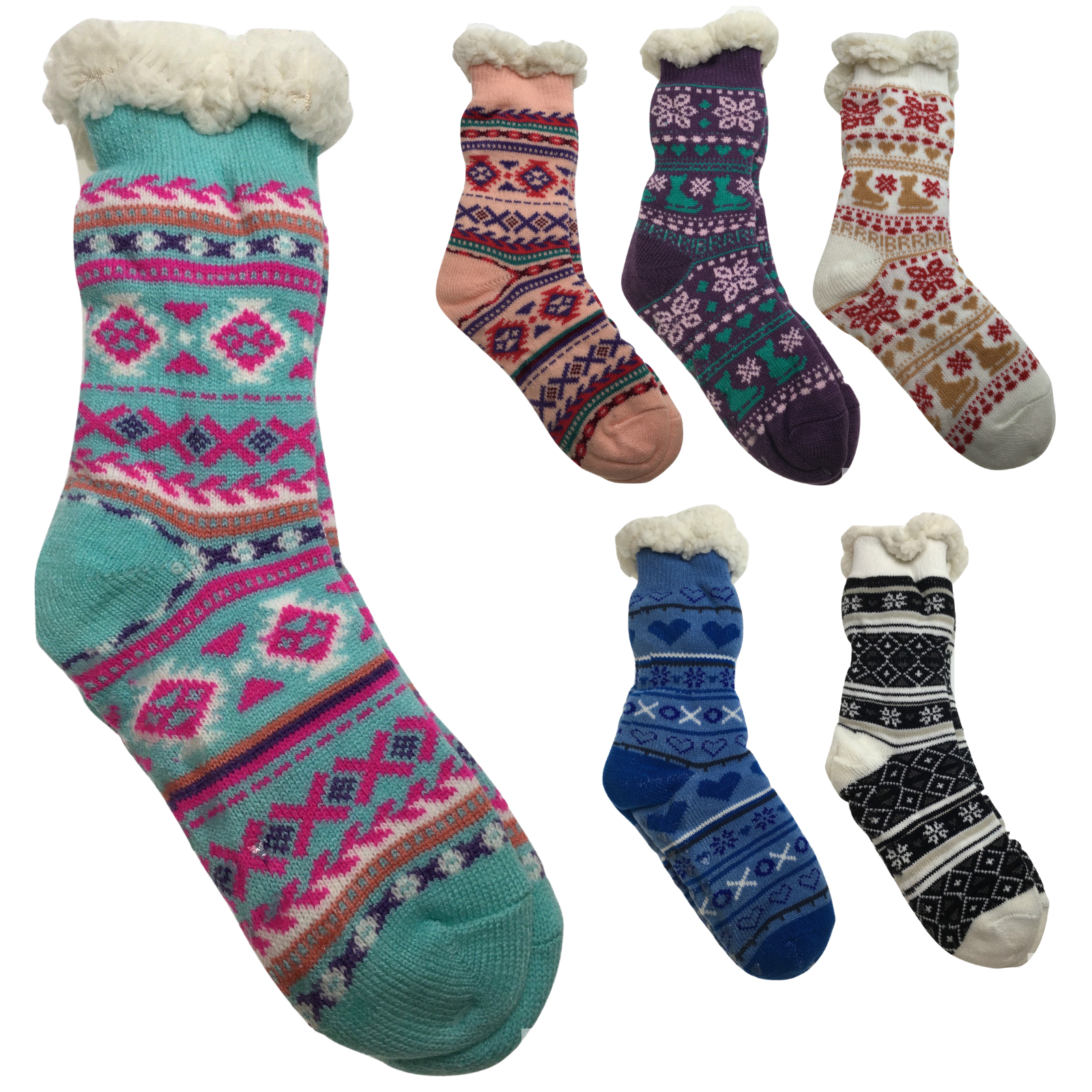 6 Pairs Ladies Thick Fur Bed Socks Womens Soft Work Fluffy Slipper Non Slip BULK-5