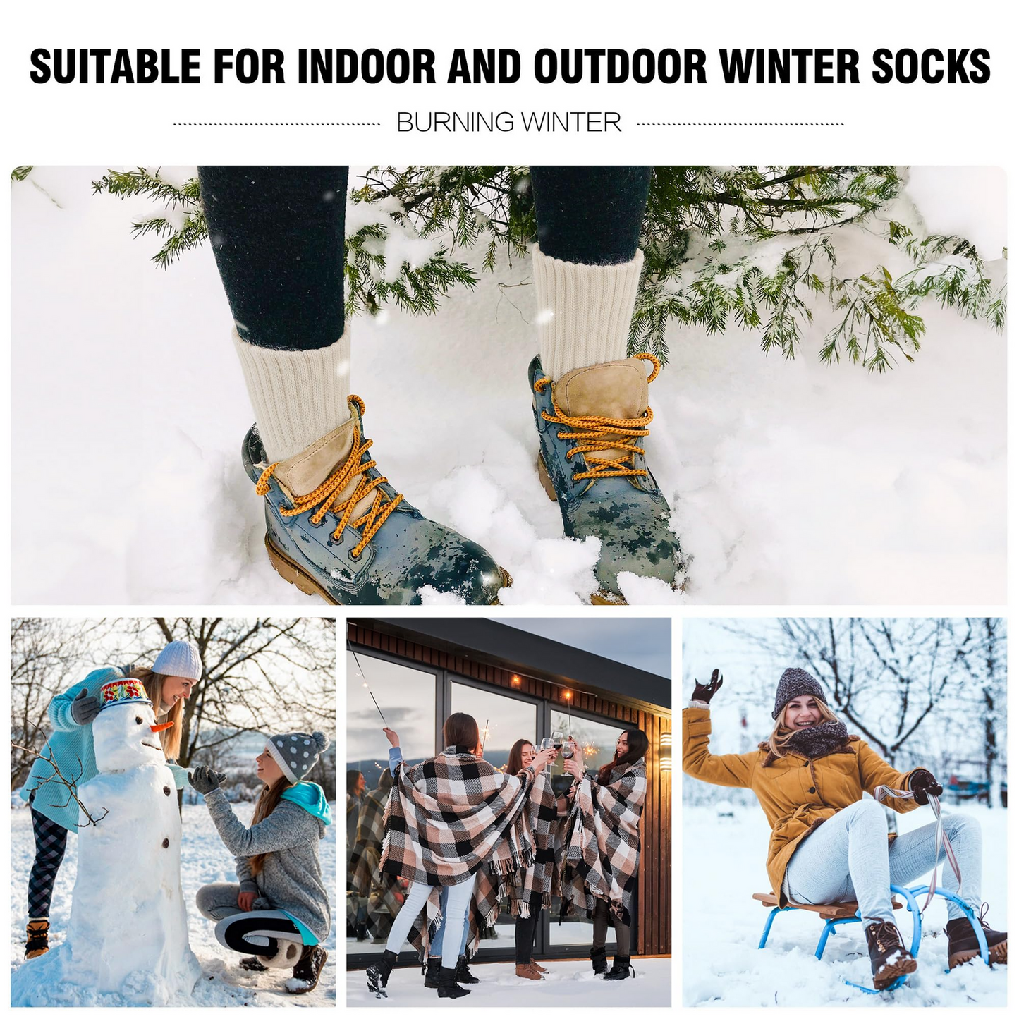 6 Pairs Womens WOOL BLEND SOCKS Bulk Pack - Ladies Thick Soft Warm Winter Socks-3